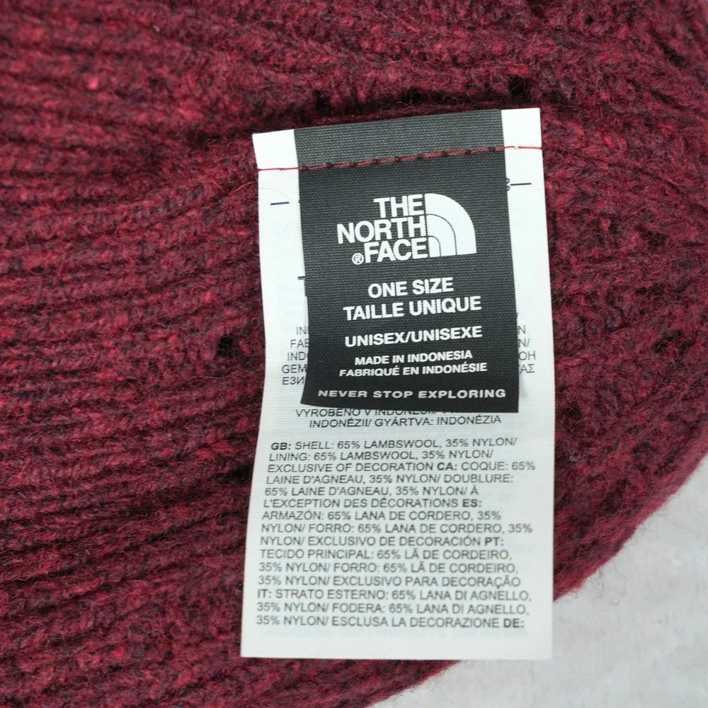 The North Face‎ Ribbed Cuff Beanie Maroon Unisex One Size Wool Blend